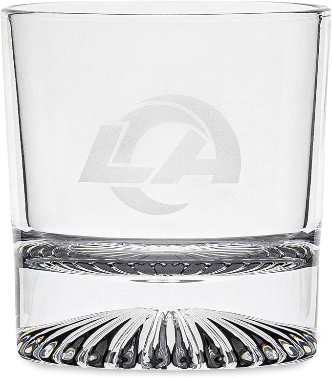 The Memory Company Officially Licensed NFL Wood Boxed Drinkware Set, with 2 Rocks Glasses and Cooling Cubes, Los Angeles Rams
