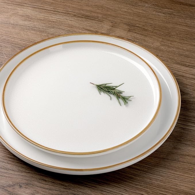 GBHOME Ceramic Dinnerware Sets for 6, 18 Pieces Stoneware Plates and Bowls Sets, Scratch Resistant Dishes, Dishwasher & Microwave Safe, Reactive Glaze-White