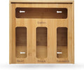 Bamboo Ziplock Storage Organizer for Kitchen Drawer with Sliding Lid – 4 Slot Holder for Gallon, Quart, Snack & Sandwich Bags