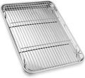 P&P CHEF 17.5 Inch Baking Sheet Pan with Rack Set, Stainless Steel Cookie Sheet Pan Tray with Cooling Rack for Oven Use, Cooking Roasting, Non Toxic & Dishwasher Safe, Heavy Duty