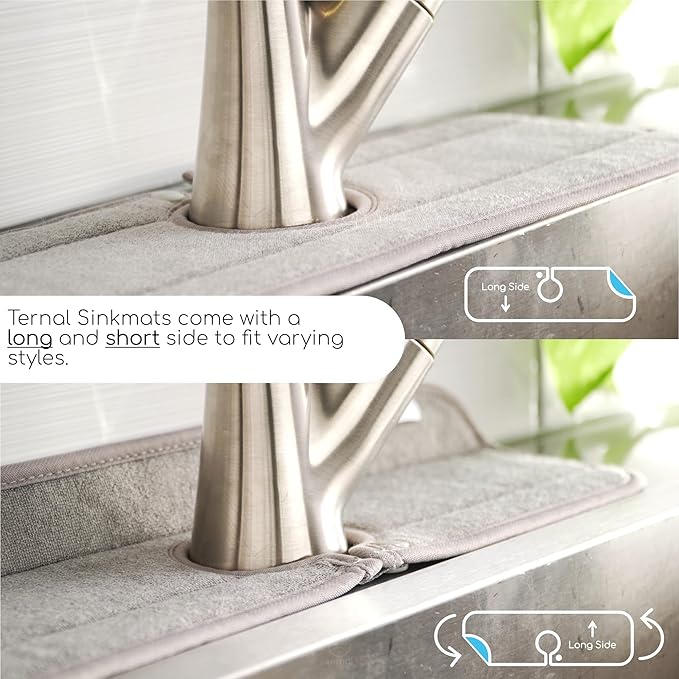 The Original Ternal Sinkmat Drip Catcher & Splash Guard, Faucet Mat for Sinks – Absorbent Microfiber, Machine Washable Counter Protector & Drying Mat for Kitchen, Bathroom or RV [Black, 15in, 1 Pack]