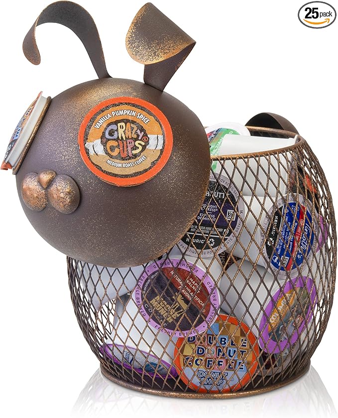 Made Easy Kit Coffee Pod Basket Organizer Useful Decor - Compatible with Keurig K-Cup Pods - Home Coffee Bar Functional Decoration - Café Station Countertop Freestanding Storage Accessory (Bunny)