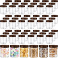 Sliner 60 Pcs 8 oz Plastic Jars with Lids Clear Round Leakproof Storage Containers Empty Refillable Plastic Mason Jars for Travel Storage Face Creams Kitchen Household Food Spice (Brown)