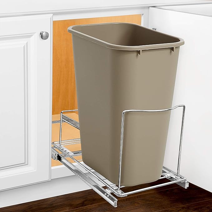 LYNK PROFESSIONAL® Pull-Out Trash Can Drawer – Sliding Organizer for Kitchen Cabinet or Under-Sink Use – Heavy Duty Storage Rack (Bin Not Included)
