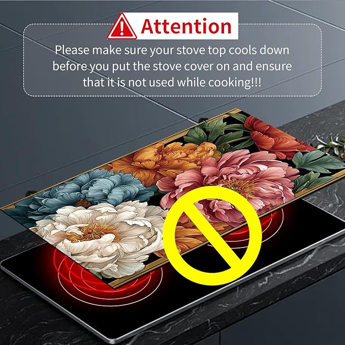 Decorative Electric Stove Top Covers, Heat Resistant Silicone Stove Cover Mat, Stove Top Protectors for Electric Flat Glass Stoves, Adds Extra Counter Space for Small Kitchens and Apartments
