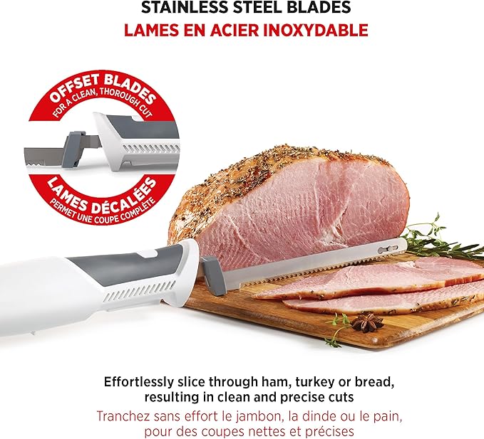 Starfrit Electric Knife with Offset Blades Precision Slicing Enhanced Safety Ergonomic Handle