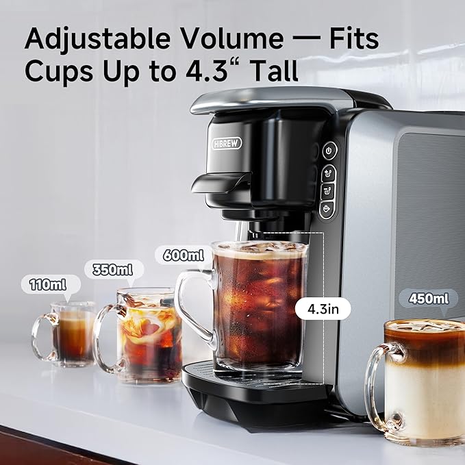 HIBREW H6 6-in-1 Pod Coffee Maker, Express Capsule Espresso Machine, compatible with Kcup*/Nes*/DG*/Espresso Powder. Suitable for Hotels, Homes, and Offices.