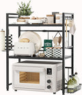 NETEL Expandable Microwave Stand,3 Tier Metal Kitchen Countertop Organizer Shelves with Paper Towel Holder and Baskets,Bakers Rack,Microwave Shelf,Microwave Oven Rack,110lbs Weight Capacity