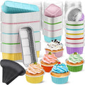 Blushtier 120 Set/240 Pcs Mini Loaf Pans with Lids and Spoons Disposable Mini Cake Pans, 6.8, 5, 4.2 oz Square Rectangle Round Aluminum Foil Cupcake Baking Cups Dessert Liners Tins for Desserts