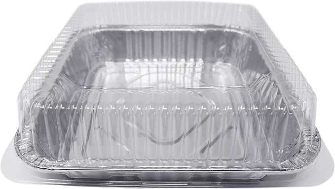 Fig & Leaf (210 Pack) 8” x 8” Square Baking Cake Pans with Plastic Dome Lids | Heavy Duty l Disposable Aluminum Foil Tins l Portable Food Containers l Perfect for Roasting Oven Toaster Cooking