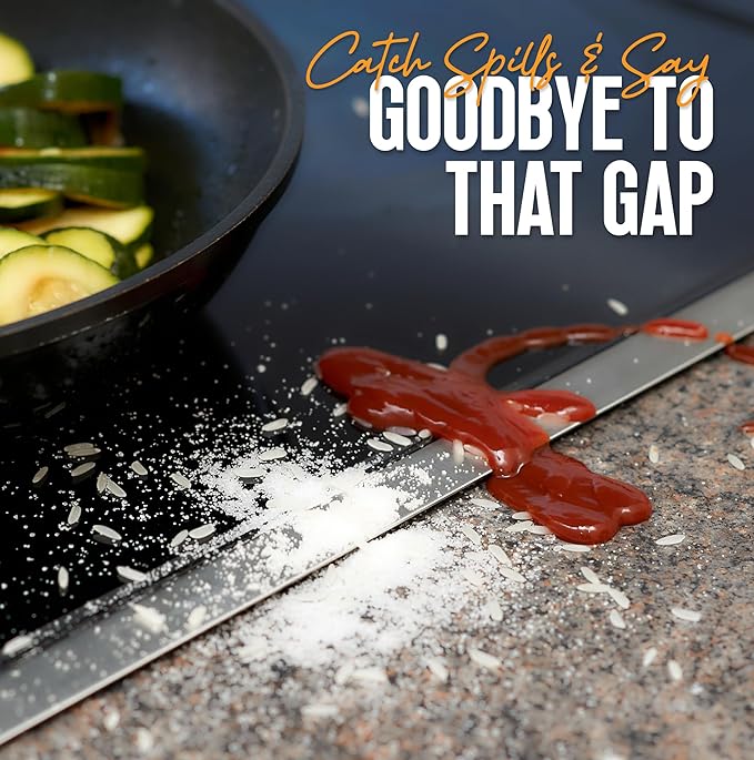 Linda’s Essentials Stove Gap Covers 316 Stainless Steel, Heat Resistant Oven Gap Filler Seals Spaces Between Stovetop and Counter, 25.4 Inches, Silver(Steel), 2 Pack