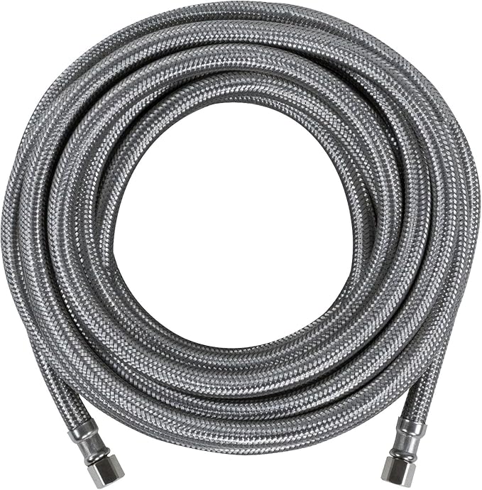 Certified Appliance Accessories Ice Maker Water Line, 25 Feet, PVC Core with Premium Braided Stainless Steel & Ice Maker Water Line, 10 Feet, PVC Core with Premium Braided Stainless Steel