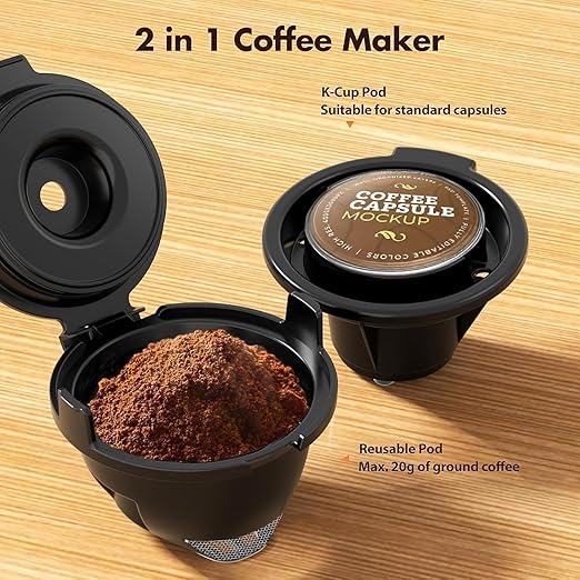 Electactic Single Serve Coffee Maker, 2 in 1 Coffee Machine for K-Cup & Ground Coffee, 6 to 14oz Brew Sizes, Pod Coffee Makers with 40oz Removable Water Reservoir, LCD Screen, Self-cleaning, Black