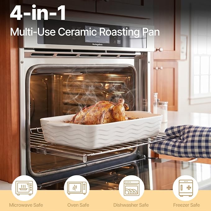 Estmoon Casserole Dishes for Oven, Ceramic Baking Dishes Set of 4, Porcelain Baking Pan with Handles, Rectangular Lasagna Pan for Baking, Wedding Gifts, Casserole, Kitchen, White(7.5''/9"/10.6"/12")