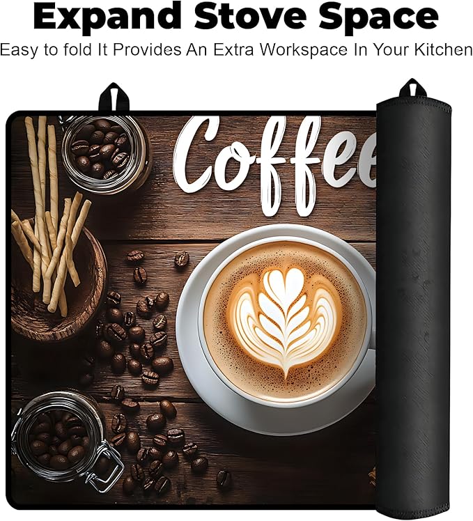 Stove Top Cover- Mat for Electric Stove Protector with Anti-Slip Rubber Coating Dish Drying Mats Scratch-Resistant (coffee, 28.5" x 20.5")