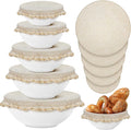 Patelai 10 Pcs Bowl Covers Reusable in 5 Size Stretch Cloth Fabric Elastic Food Storage Bowl Covers Bread Sourdough Lids for Proofing Food Fruits Leftover(Beige,Beige Style)