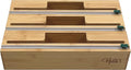 HELIA Bamboo Kitchen Wrap Organizer | Wall Mounting Solid Bamboo Foil and Plastic Wrap Dispenser with Sliding Cutters | Aluminum Foil and Plastic Wrap Dispenser with Cutter