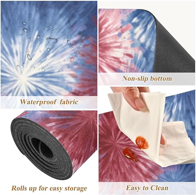 2 in 1 Table Runner Trivet for Hot Pots and Pans Heat Resistant Non Slip Waterproof 39 x 12 Inch Decorative Table Protector for Kitchen Countertop Retro Tie Dye Fireworks