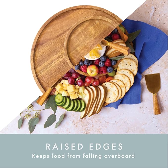 Charcuterie Board Set - Round Acacia Cheese Board Tiered Tray Stand with Accessories - House Warming Gifts for New Home, Bridal Shower & Wedding Gift, Birthday Gifts for Women