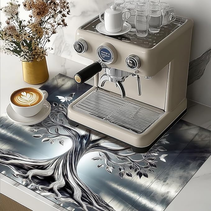 HOMETITUTE Diatomite Tree of Life Stove Top Cover for Electric Stove Butterfly Dish Drying Mat 28x20 Inch Kitchen Protector Heat Resistant Pad Coffee Mat