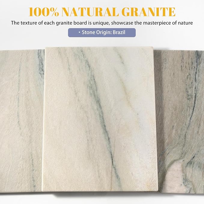 Koville Granite Cutting Board for Kitchen, 16x12 Inches Large Marble Slab Cheese Board, Rectangular Serving Board for Baking Charcuterie Pastry, Natural Stone Board for Countertop