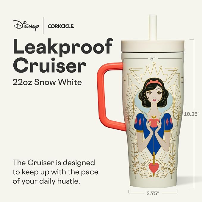 Corkcicle Cruiser Insulated Tumbler with Handle & Straw - Keeps Drinks Ice Cold - Triple-Insulated - Leakproof Travel Mug - BPA-Free - Summer Drinkware Gift - 22 oz, Snow White