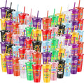 Uiifan 100 Pcs VBS Christian Cups for Kids Bulk, Reusable Plastic Tumblers with Lids and Straws, Bible Verse Cups for Sunday School, VBS, Church Events, Classroom Rewards, Kids Party (Multicolor)