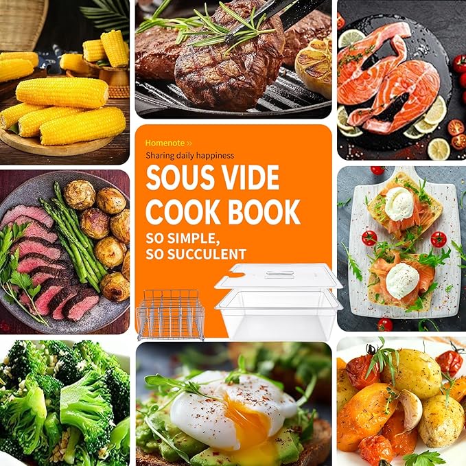 26 Quart Sous Vide Containers with Lid & Rack Compatible with Wancle Anova Nano AN500-US00 Pro 3.0 Mini Joule,most Instant Pot Sous Vide Cooker,BPA Free (Container with lid and rack, 26 QT)