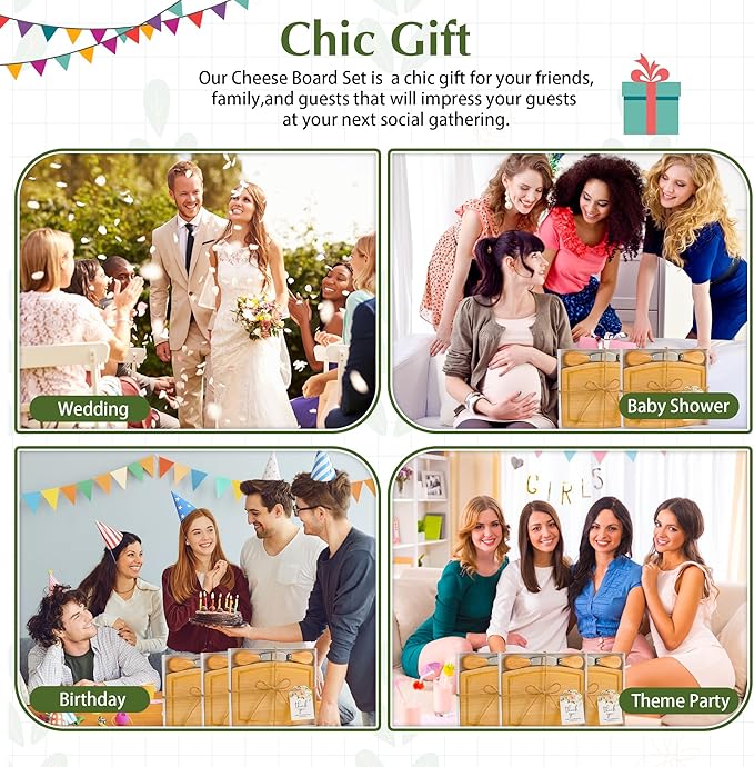 12 Set Baby Shower Prizes For Game Winners Adults,Thank You Gift Bulk,Bamboo Mini Cheese Boards Charcuterie Boards with Knives Forks,Bridal Shower Gifts Baby Shower Wedding Favors For Guests