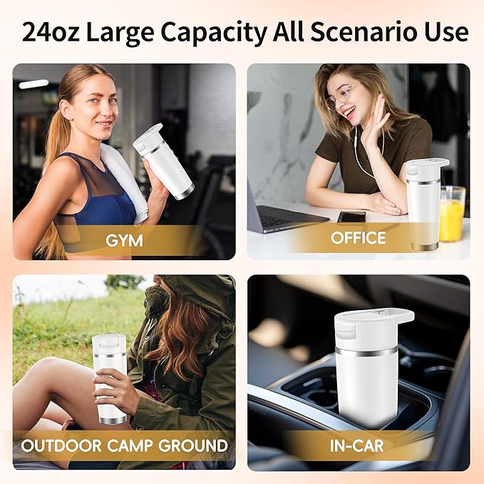 Portable Blender for Mothers Day Gift Smoothies&Shakes 24oz Insulated Cup Cordless, Personal Licuadora Portatil With Stainless Steel, USB-C Rechargeable, BPA Free, Ideal Gift for Men Women