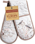 Maison d' Hermine Double Oven Mitts 100% Cotton 7"x35" Double Oven Mitt Heat Resistant BBQ Cooking Gloves with Loop Baking Grilling Gifts for Mothers Day Spring Summer (Meadow Florals - Brown)