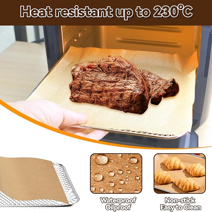 Air Fryer Accessories for CHEFMAN Multifunctional Digital Air Fryer 10 Qt, 2pack Basket Tray 100pcs Air Fryer Liners and 4pcs Black Non Stick Mat