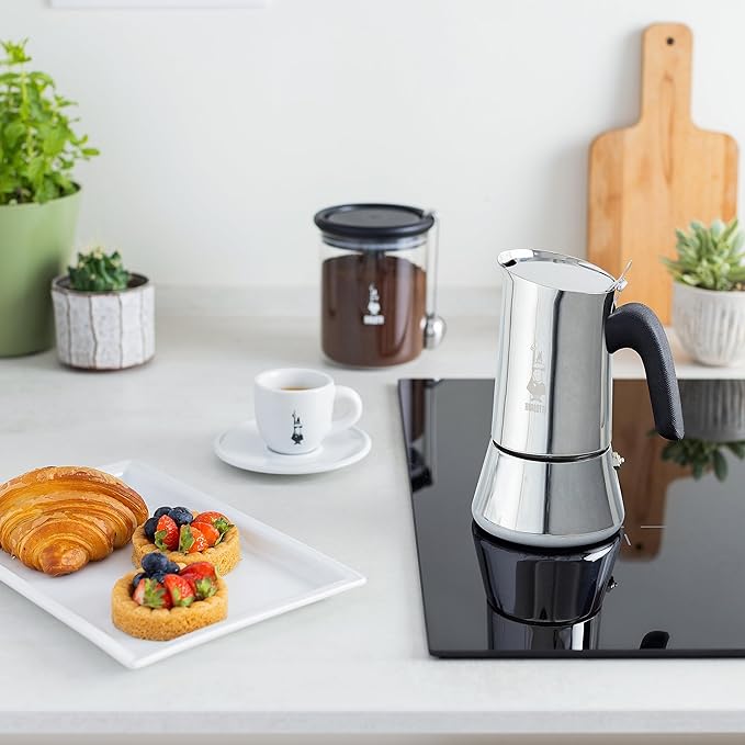 Bialetti New Venus Induction Stovetop Espresso Maker – Stainless Steel Espresso Coffee Maker for All Cooktops, Including Induction, 10 Espresso Cups (15.5 oz), Silver