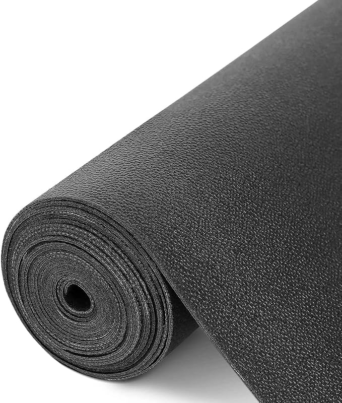 WochiTV Shelf Liner for Cabinets, Drawer Non Adhesive Non Slip Foam Mat for Kitchen, Pantry, Bathroom, Cupboard, Garage, Closet, Shelves, Drawer, Tool Box, Black 17.5 x 354 inches
