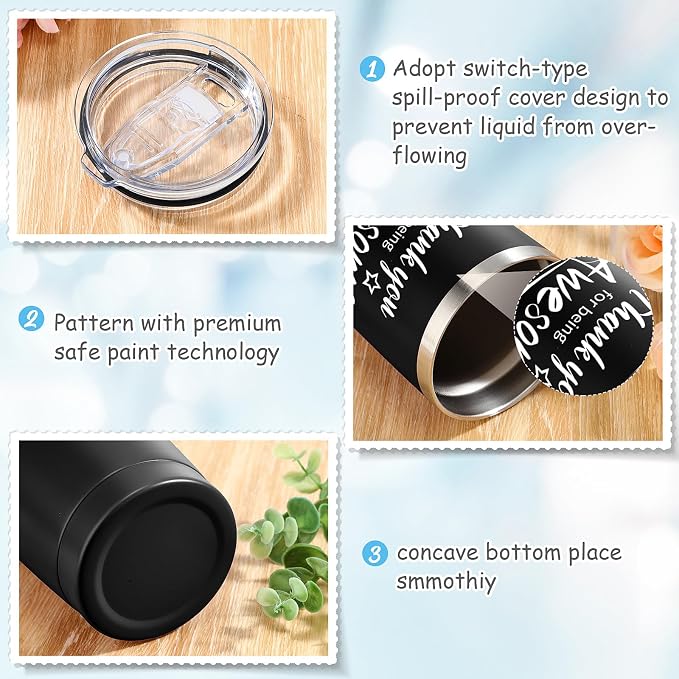 Sieral 60 Pieces Thank You for Being Awesome Tumbler, Thank You Supplies for Women Men 20oz Insulated Stainless Steel Travel Tumbler with Lid and Straw Appreciation Gift with Keychain (Fresh Color)