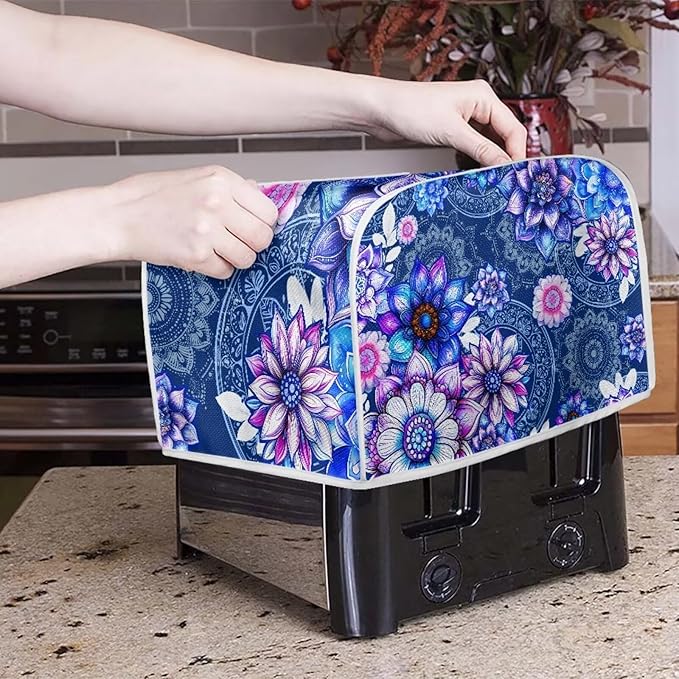 Bright Blossoms Toaster and Blender Cover Set Boho Mandala Floral Small Appliance Cover Kitchen Accessories Size S