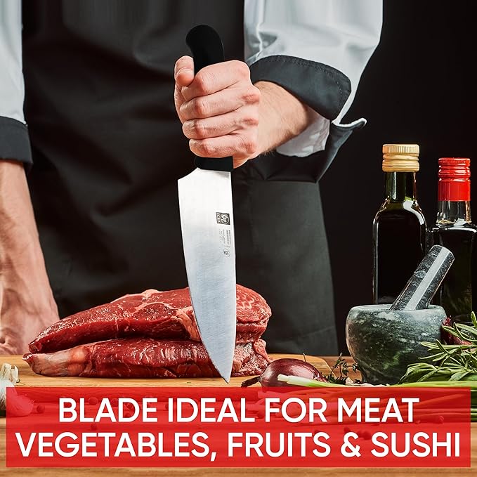 Chef knife. ICEL Cutlery 8-inch Chefs Knife.(Knife Care, Sharpening Instructions Included) Great for chopping, mincing and dicing.