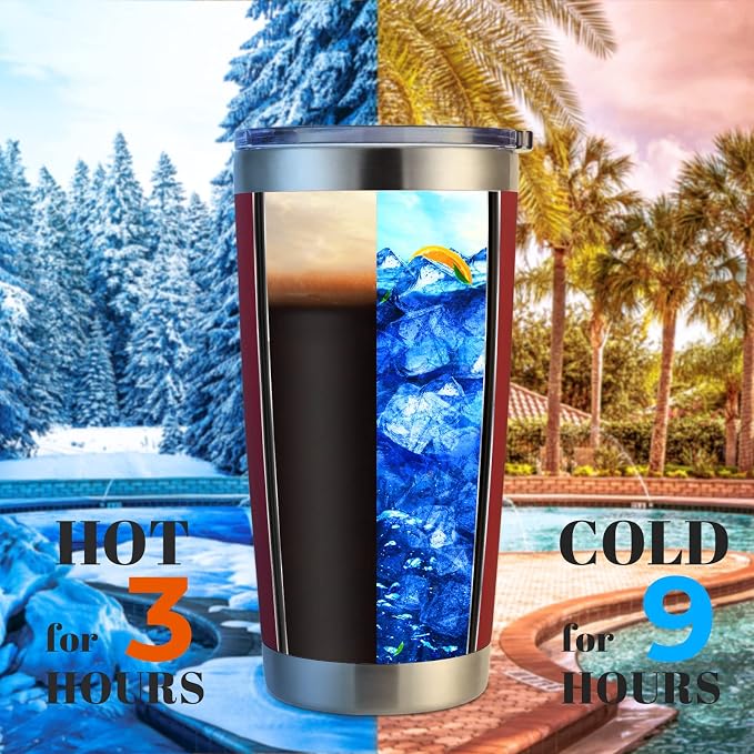 DOMICARE 20oz Stainless Steel Tumbler Bulk with Lid, Double Wall Vacuum Insulated Travel Mug, Powder Coated Coffee Cup, Powder Red, 8 Pack
