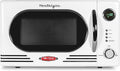 Nostalgia NRMO11WH6A 1000 Watt Power Retro Countertop Microwave Oven Easy to Clean with Removable Glass Turntable-Child Safety Lock-12 Programs-Digital Clock, 1.1 Cu Ft, White