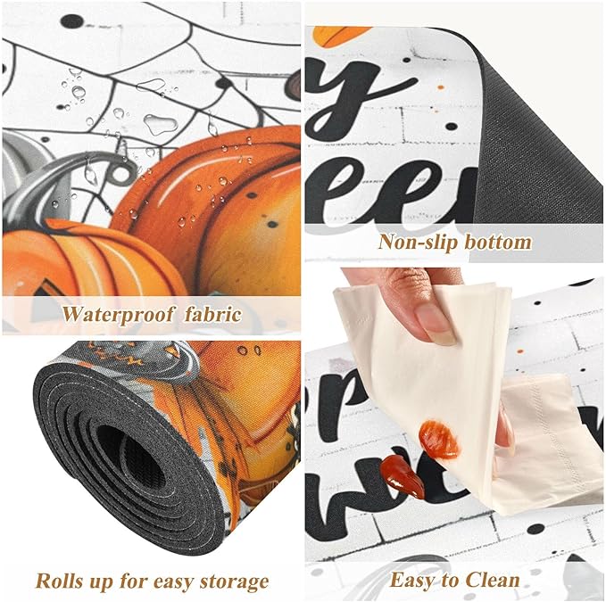 ALAZA Halloween Pumpkins Black Cat Trivet Table Runner 40 Inches Long Trivet for Hot Pots and Pans/Hot Dishes,Table Protector Heat Up to 230F, Decorative Hot Plates Mat for Kitchen Countertop