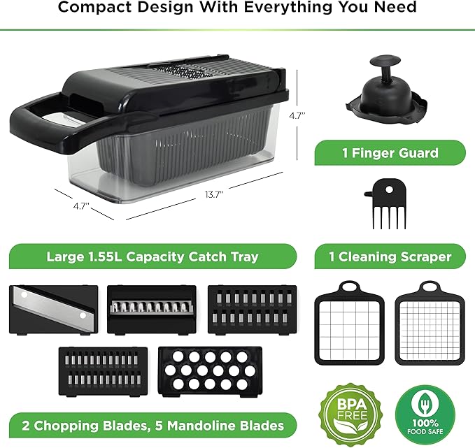 5 Pack 30 Oz Glass Meal Prep Containers + Vegetable Chopper