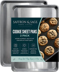 Commercial Quality Cookie Sheet Pan - 2 Pack Aluminum Half Sheet Baking Pan by Saffron & Sage Home Living - This 18x13 Baking Sheet Set is Rust & Warp Resistant, Heavy Duty, of Thick Gauge