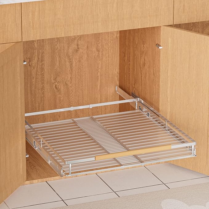 SANNO Expandable Slide Out Shelf Organizer, Pull Out Cabinet Shelves for Under Sink, Pantry & Cupboard, 1 Pack