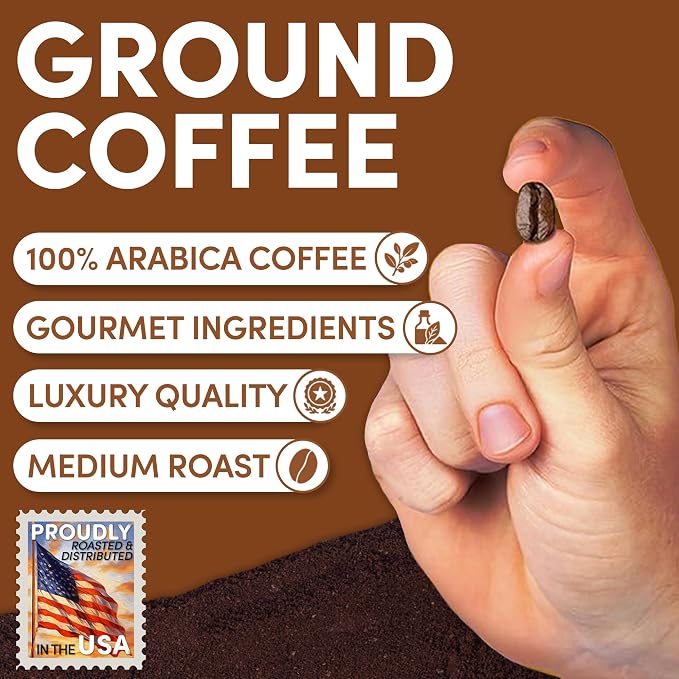Salted Caramel Ground Coffee | Flavored Coffee Medium Roast | Sweet & Smooth Caramel with Sea Salt | Gourmet Specialty Grade | 12 oz