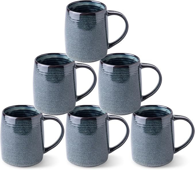 GBhome Large Coffee Mugs Set of 6, 18oz Handmade Ceramic Coffee Mugs Set with Gradient color for Latte/Tea/Beer/Hot Cocoa, Dishwasher & Microwave Safe,