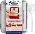 Fancy Panz Marble Premium Aluminum Foil Pan Carrier with Secure Latch Lid & Hot/Cold Gel Pack - Made in USA Reusable Casserole Carrier for Half Size Pans - Food Transport Holder for Entertaining