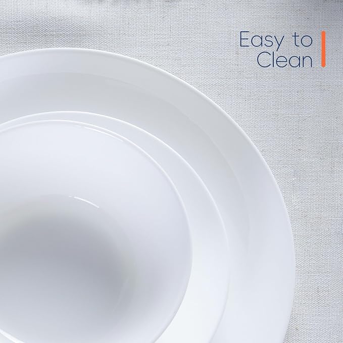 Dinnerware Sets for 6, LaGlint 18 Pieces Opal Glass Plates and Bowls Set, Dishwasher and Microwave Safe Dish Dinning Ware, Chip and Scratch Resistant Dishware White