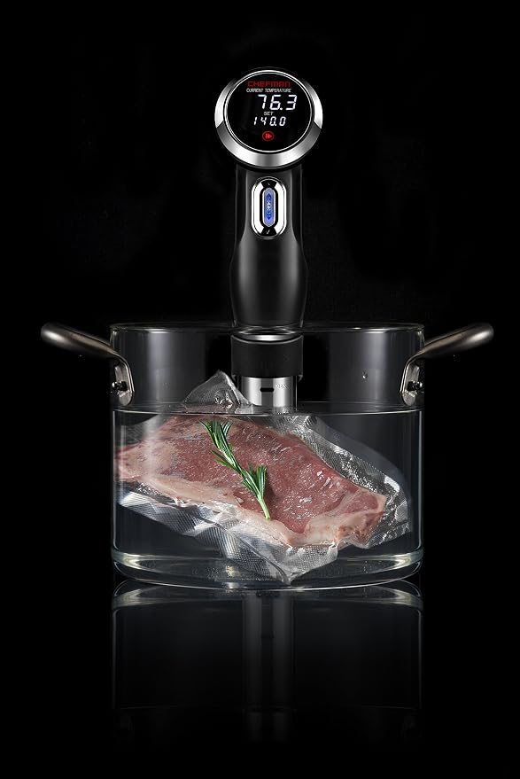 Chefman Sous Vide Immersion Circulator w/ Precise Temperature, Programmable Digital Touch Screen Display and Easy to Use Controls, Black