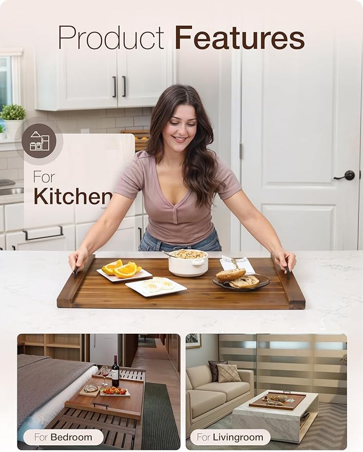 TIDITA Acacia Stove Top Covers for Electric Stove - Wooden Noodle Board for Gas Stovetop - Stove Top Covers for Gas Burners - Wooden Kitchen Sink Cover for Counter Space & Decorative Tray (Walnut)