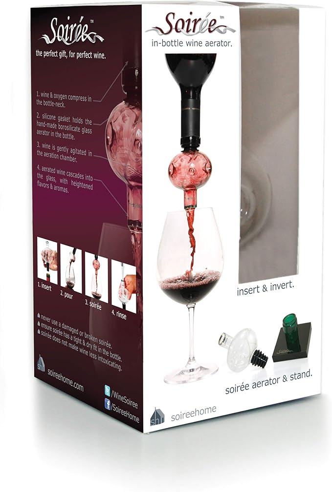 Soireehome - In Bottle Wine Aerator - For Red Wine, White Wine, And Rose Wine! - Made Of Glass, Makes Your Wine Taste Better